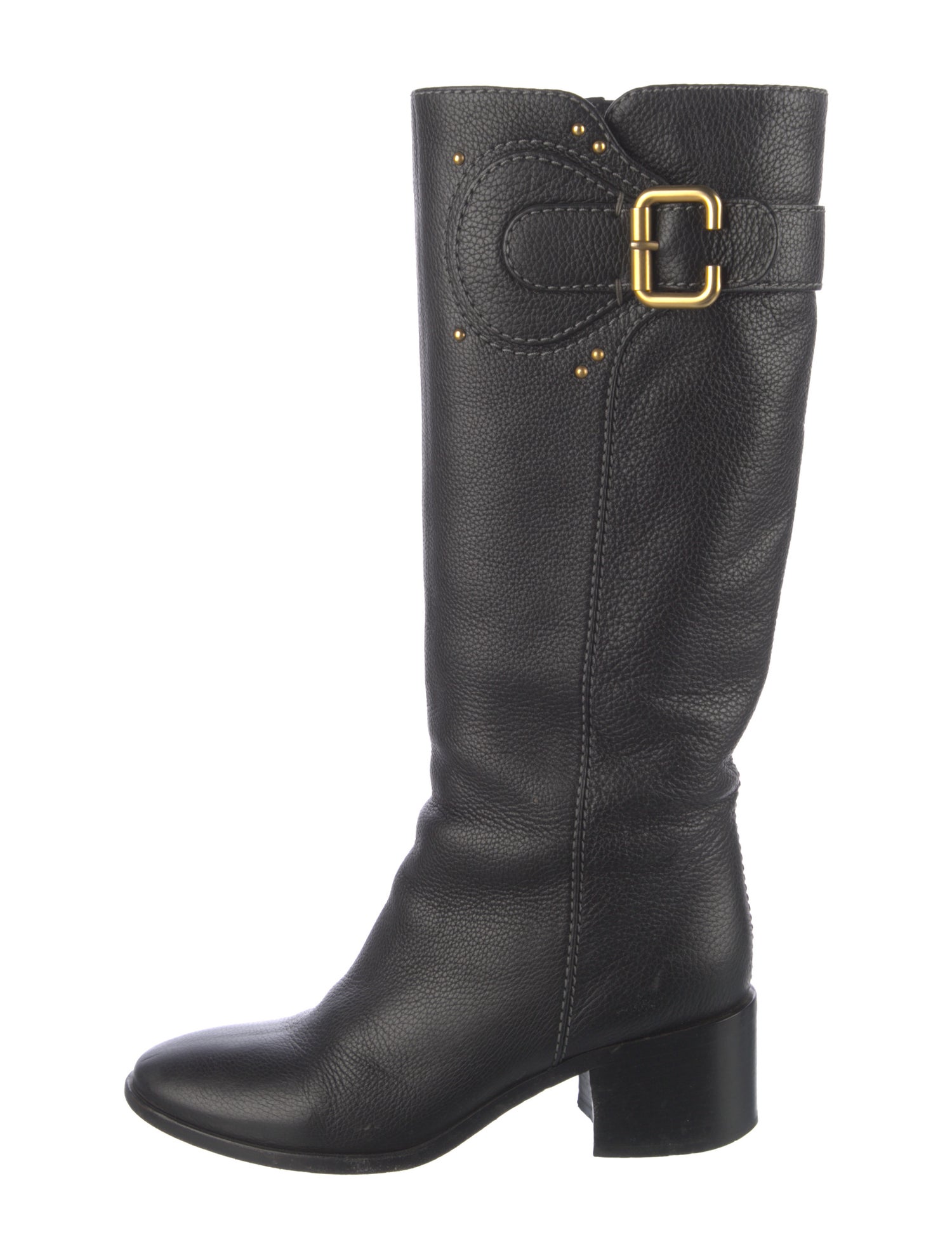 Chloé Leather Studded Accents Riding Boots