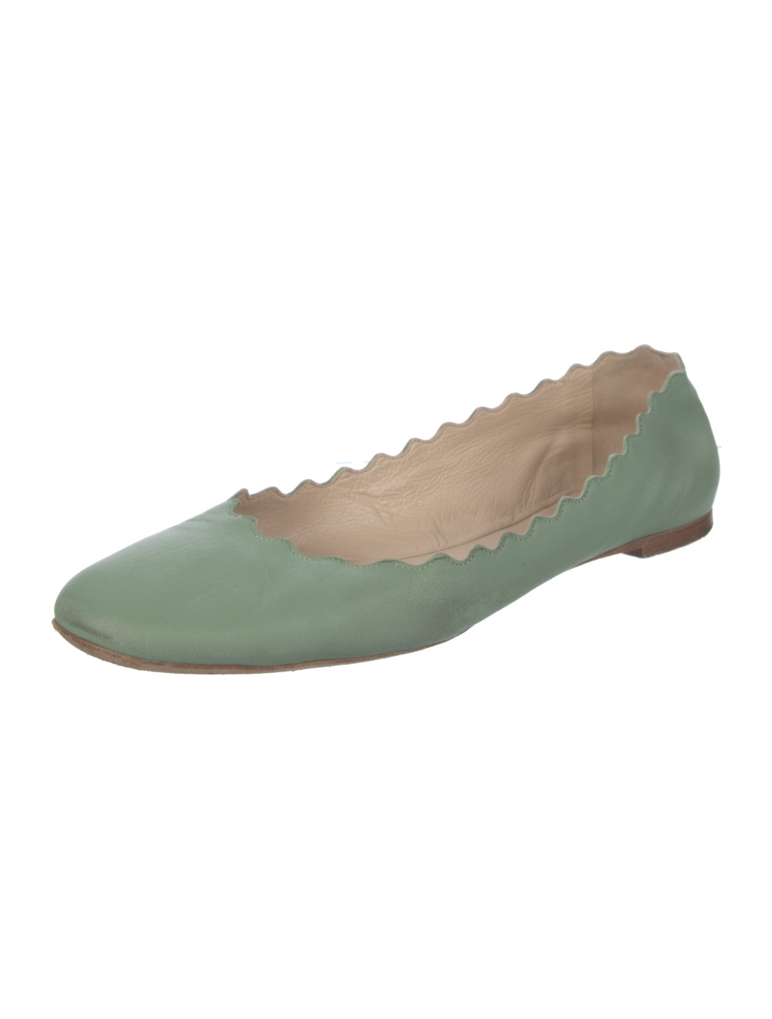 Chloé Leather Scalloped Accent Ballet Flats