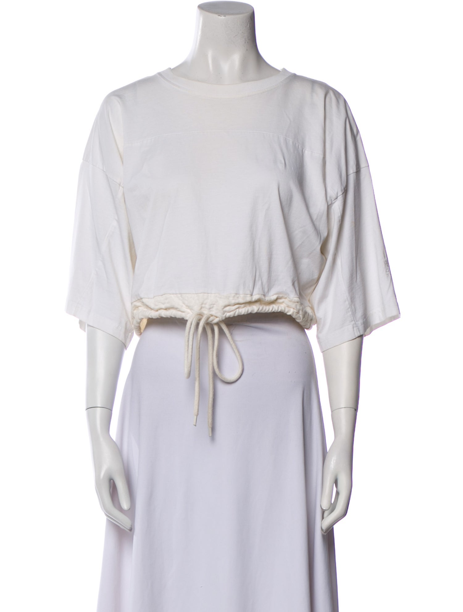 Chloé Bateau Neckline Three-Quarter Sleeve Crop Top