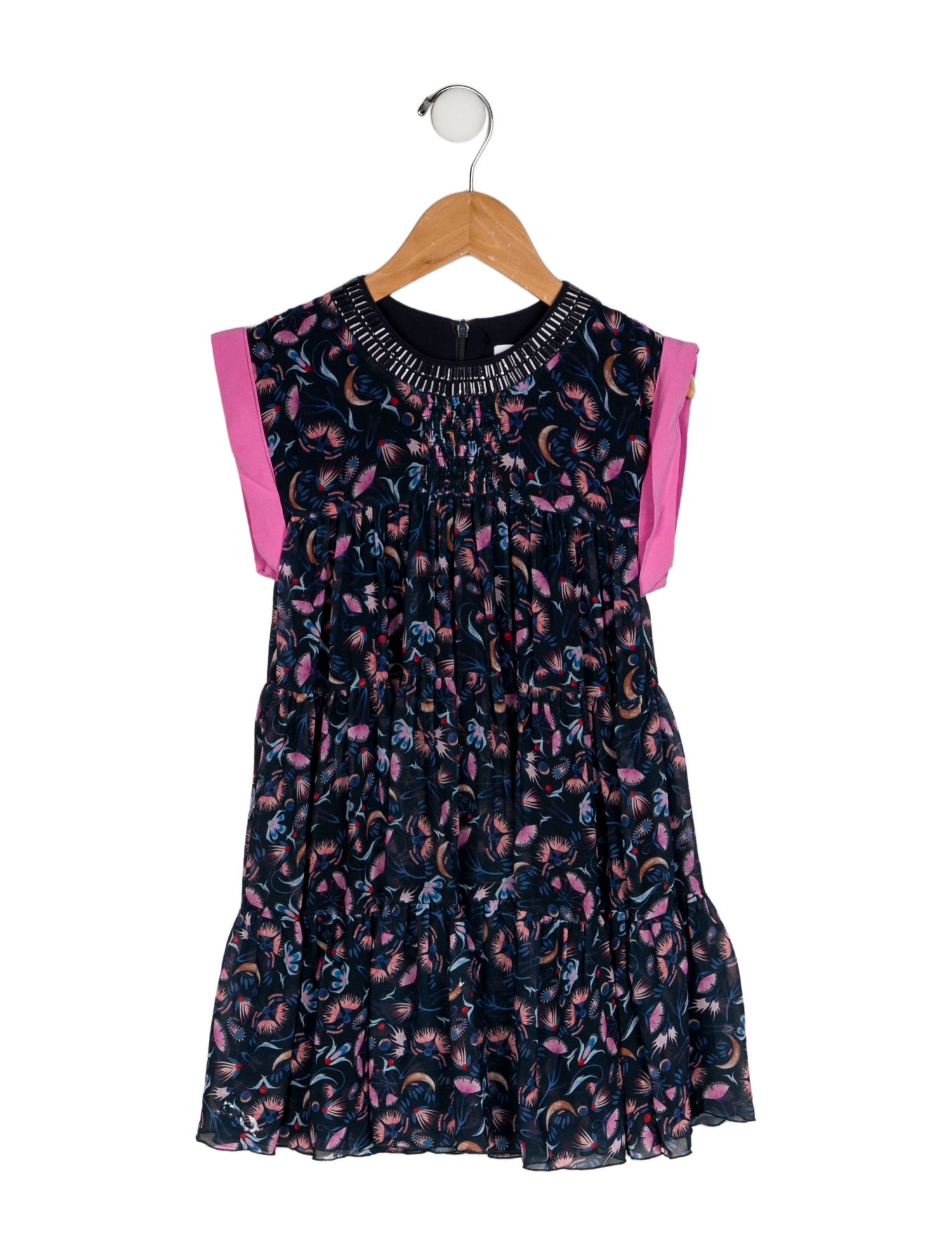 Chloé Girls' Patterned Printed Short Sleeve Dress