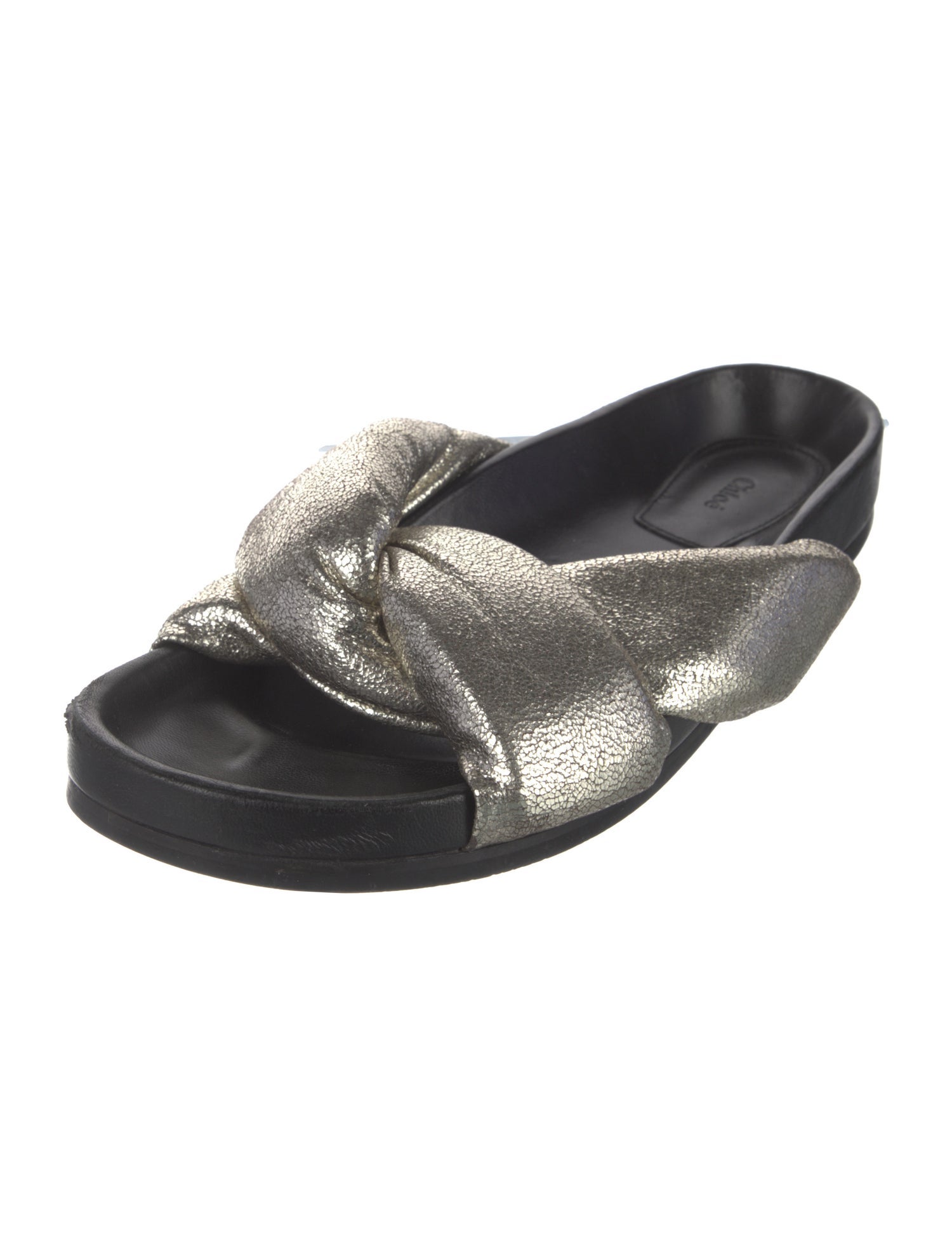 Chloé Leather Glitter Accents Slides