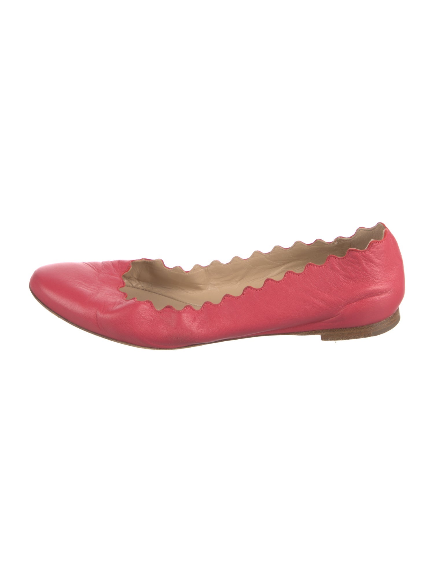 Chloé Leather Scalloped Accent Ballet Flats