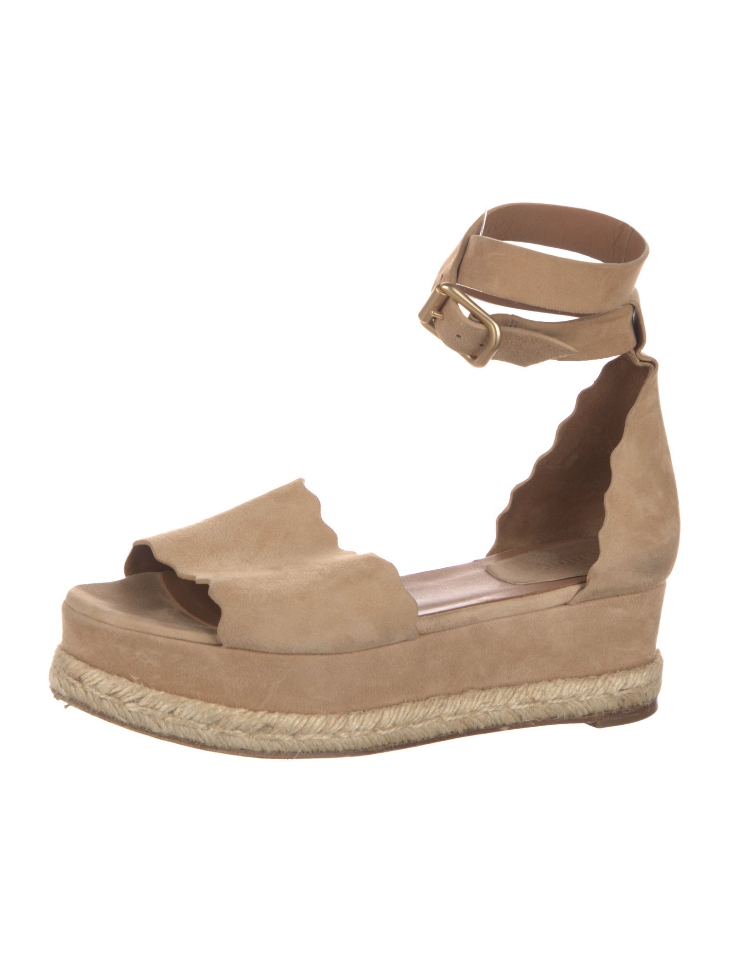 Chloé Suede Scalloped Accent D'Orsay Pumps