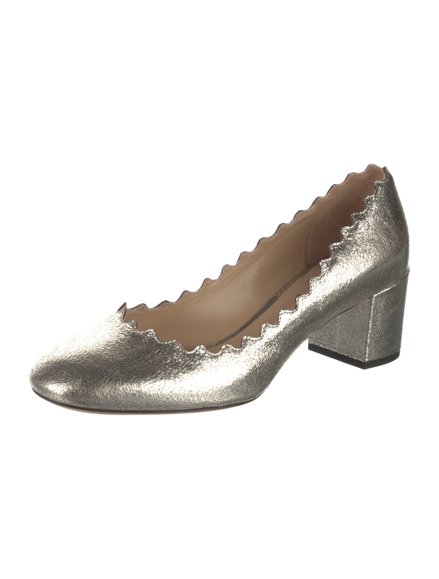 Chloé Leather Scalloped Accent Pumps