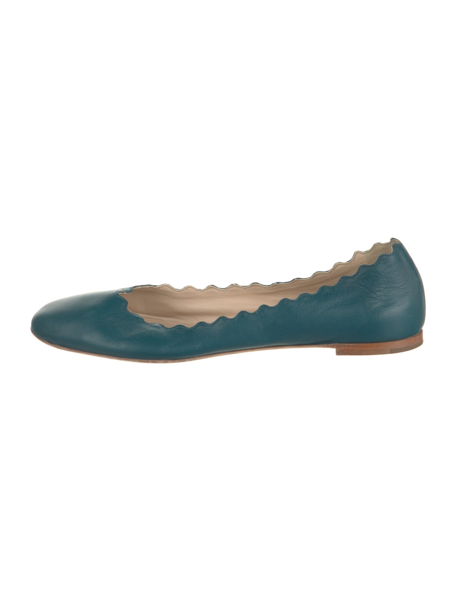 Chloé Leather Scalloped Accent Flats