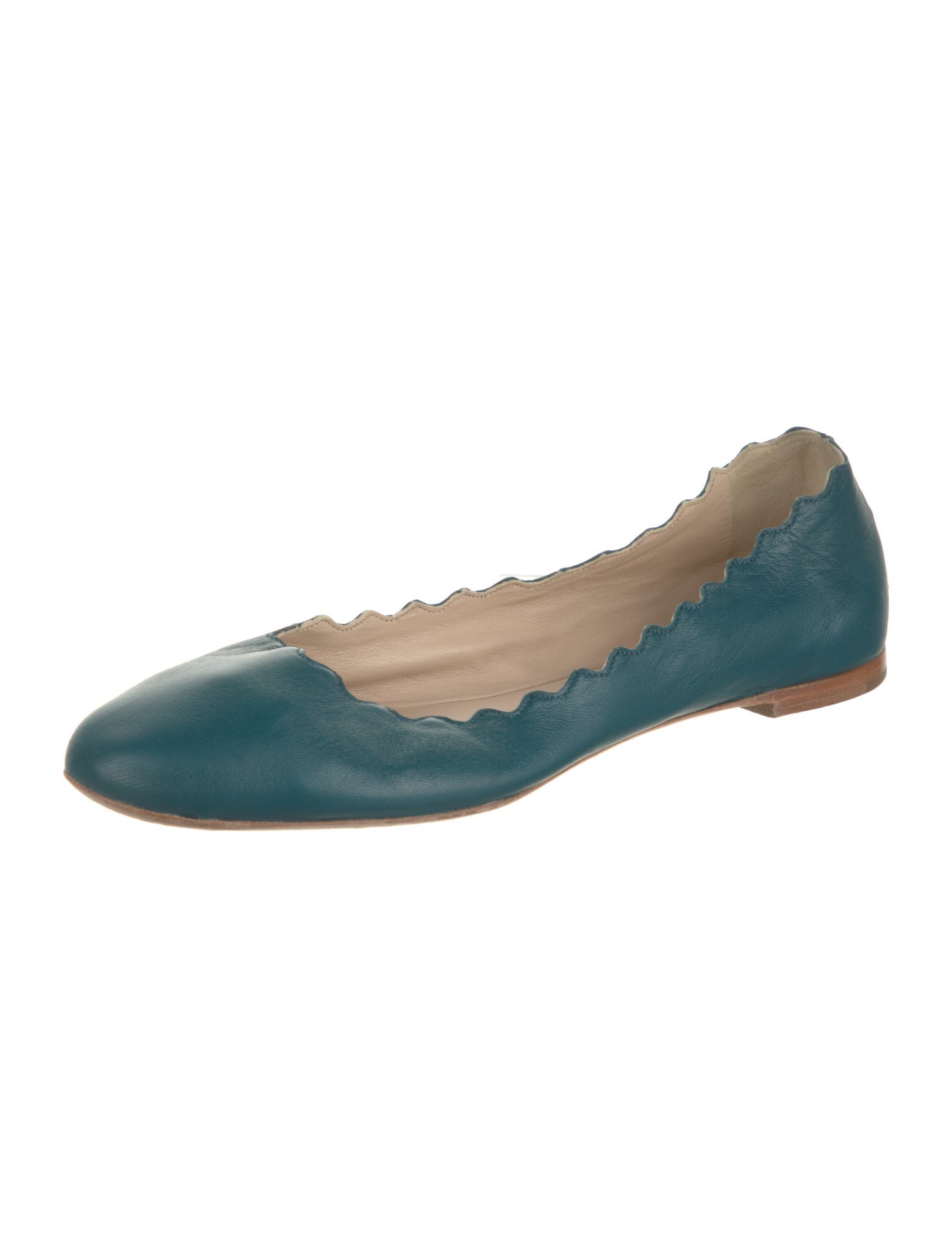 Chloé Leather Scalloped Accent Flats