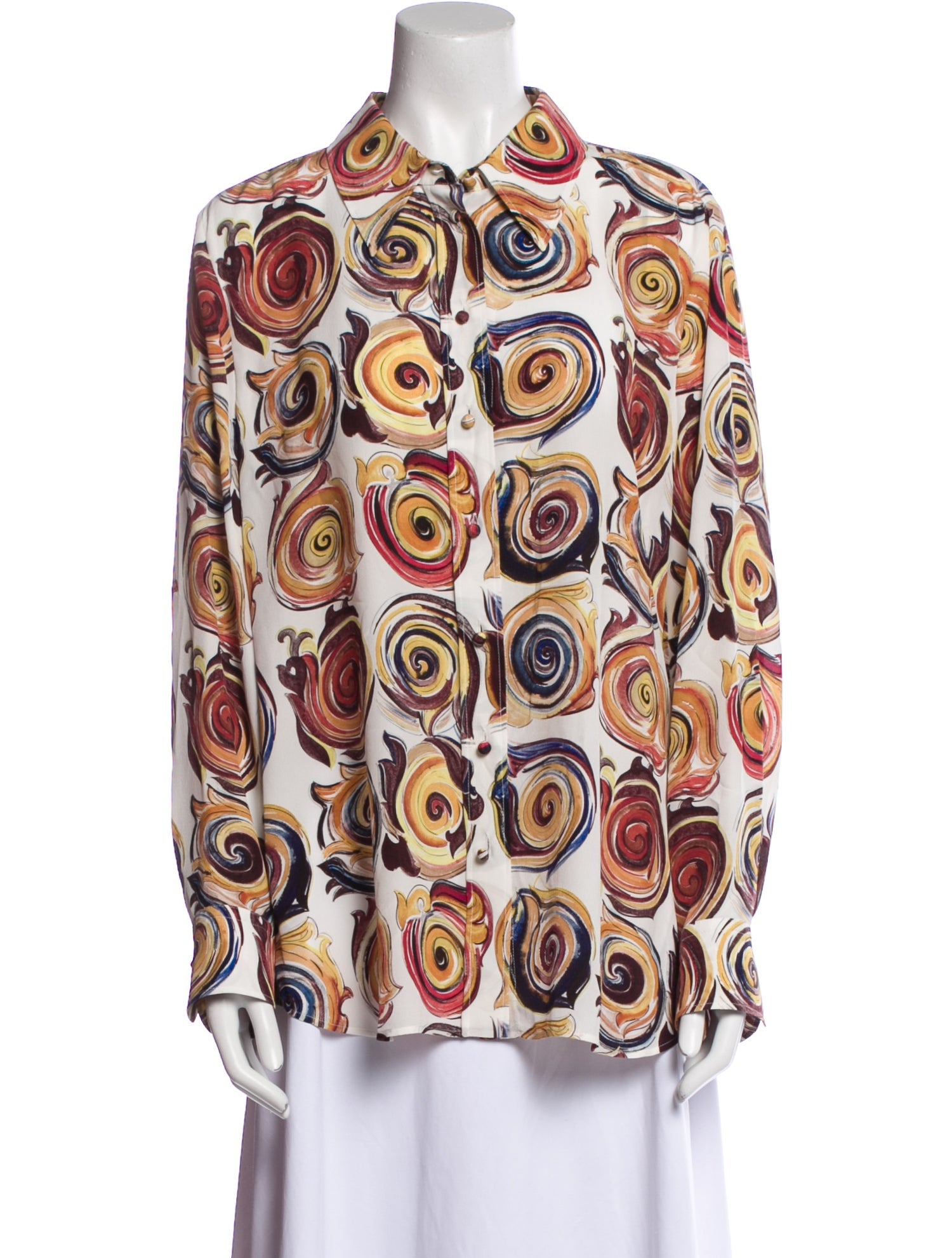 Chloé Silk Printed Button-Up Top