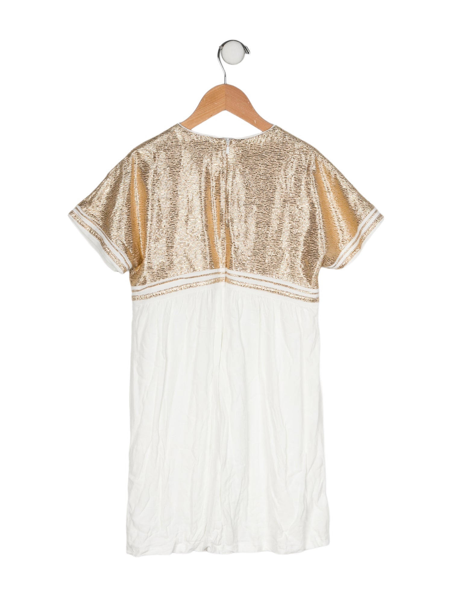 Chloé Girls' Metallic Patterned Short Sleeve Dress