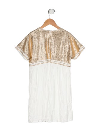 Chloé Girls' Metallic Patterned Short Sleeve Dress