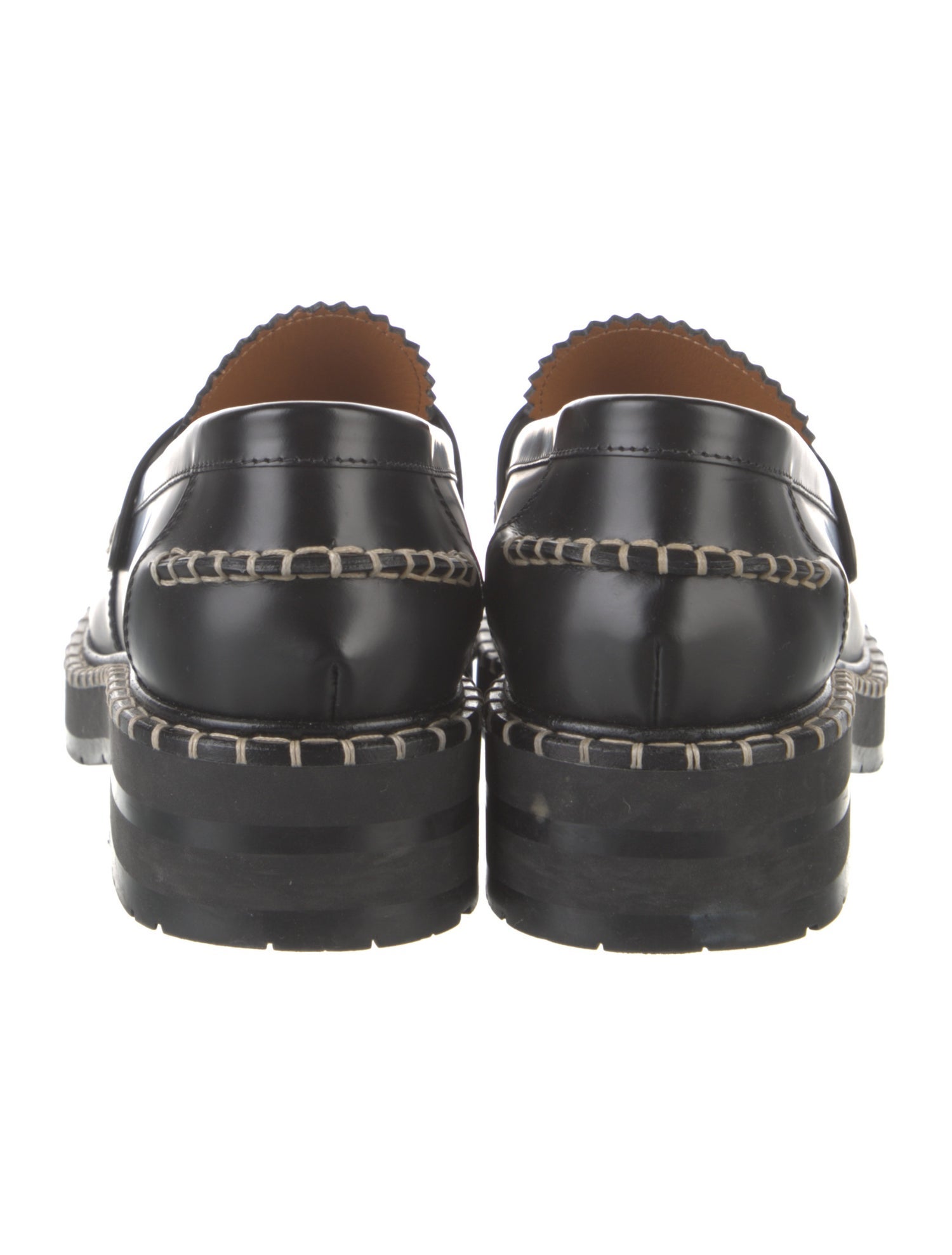 Chloé Leather Whipstitch Trim Loafers