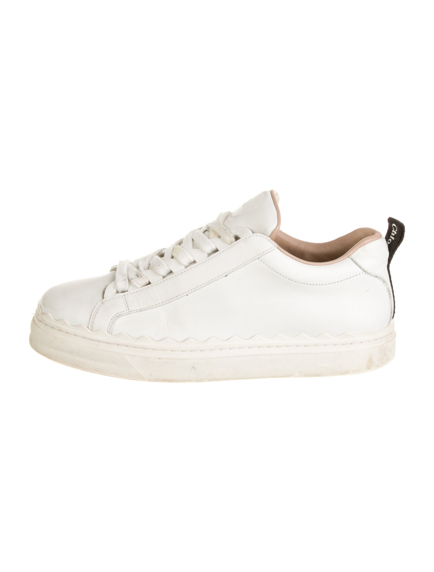 Chloé Leather Scalloped Accent Sneakers