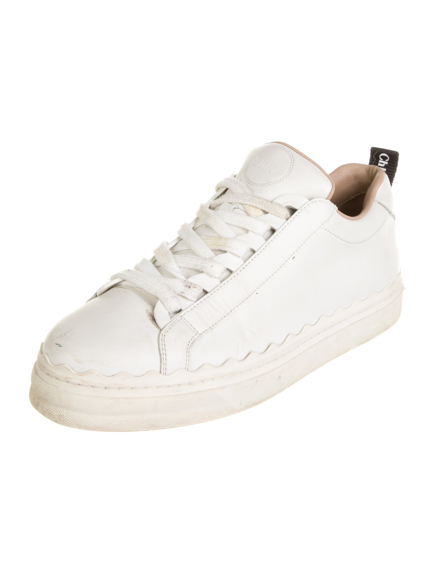 Chloé Leather Scalloped Accent Sneakers