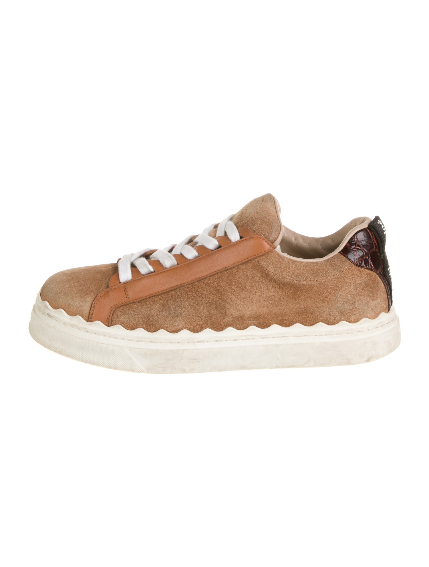 Chloé Suede Scalloped Accent Sneakers