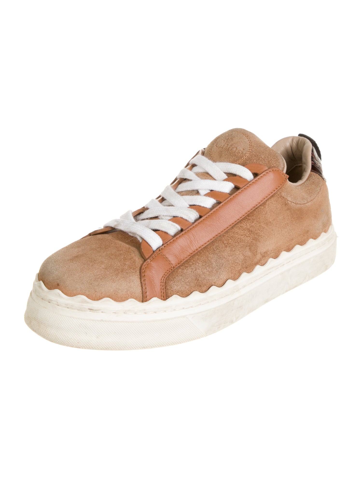 Chloé Suede Scalloped Accent Sneakers