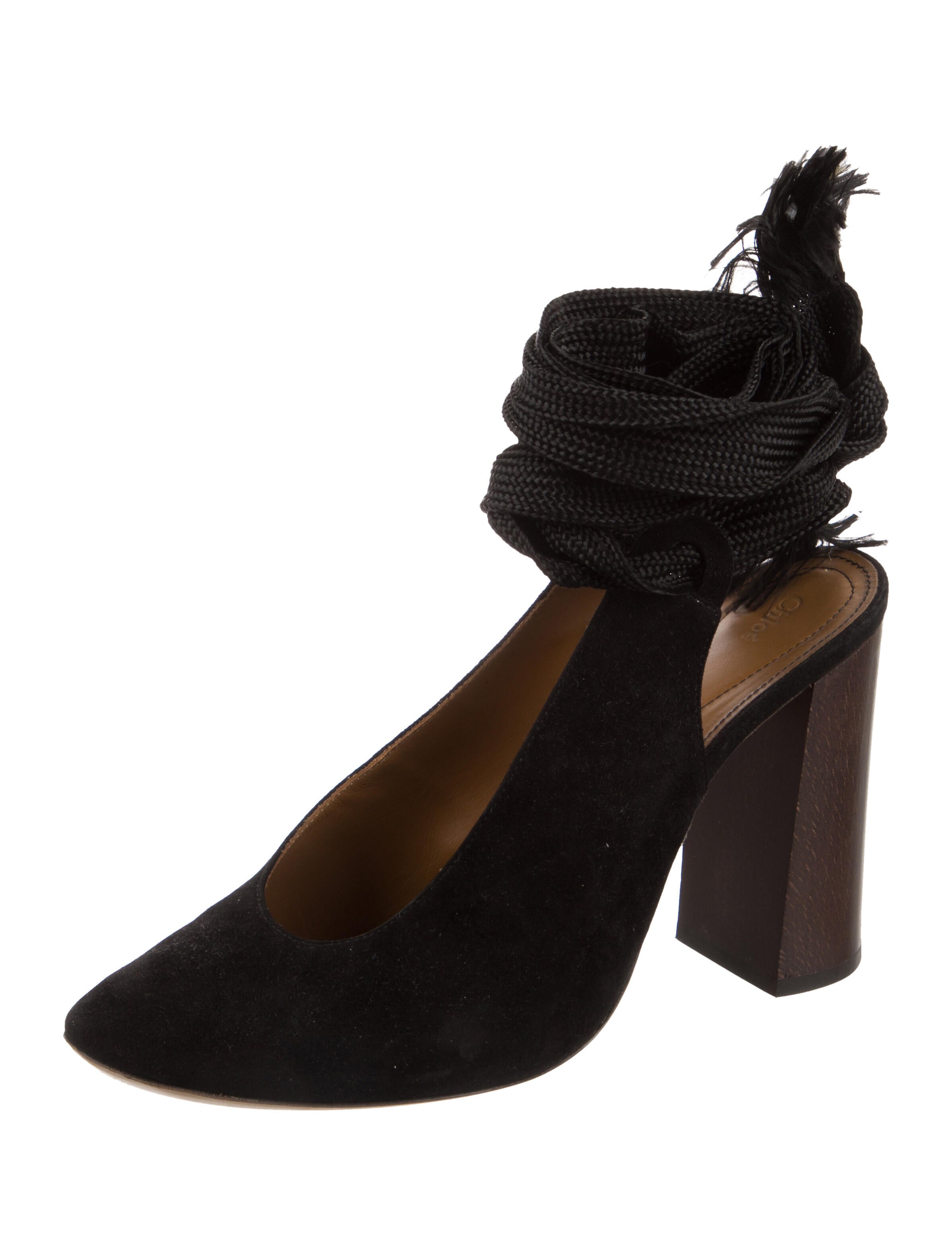 Chloé Suede Raw-Edge Trim Slingback Pumps