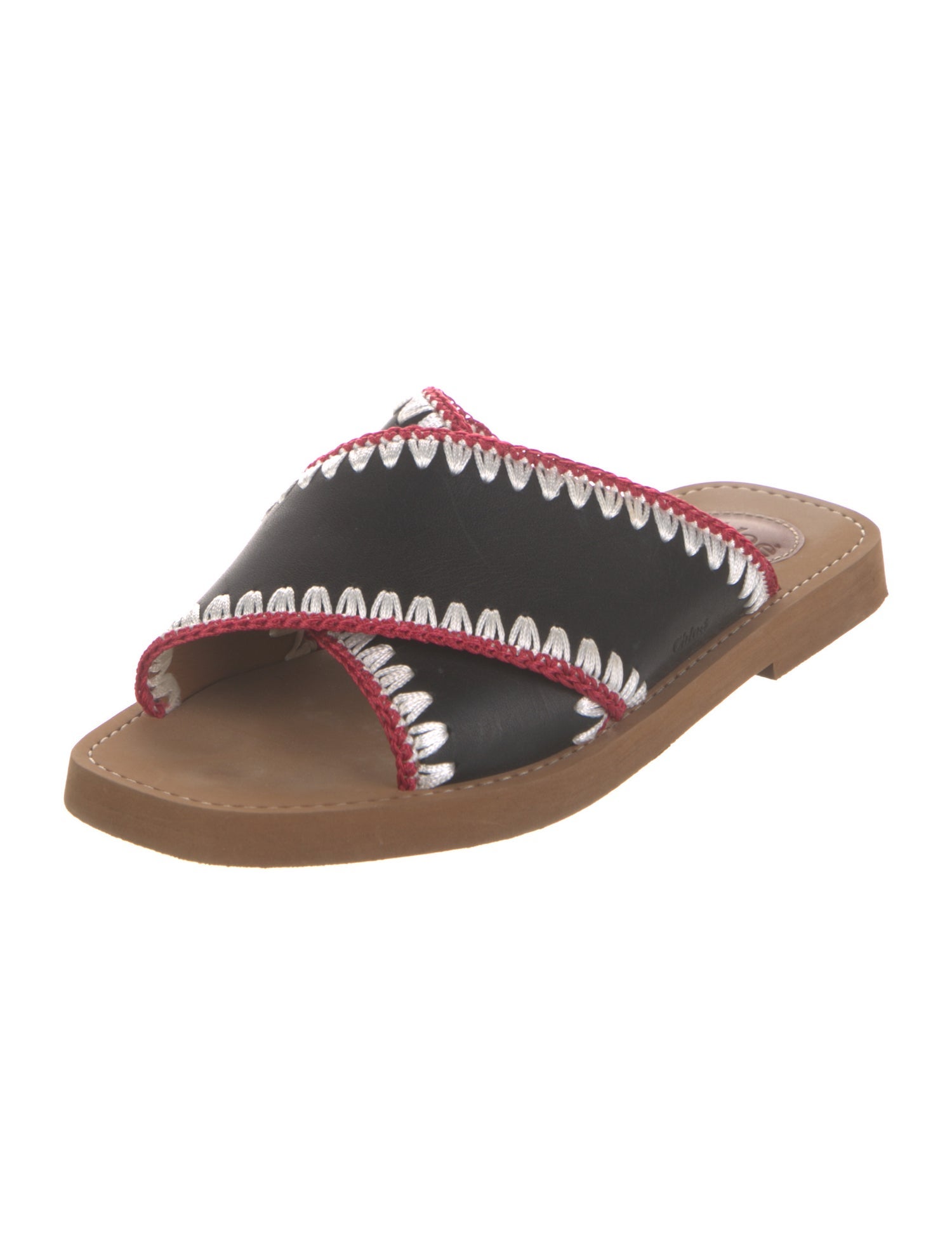 Chloé Leather Braided Accents Slides