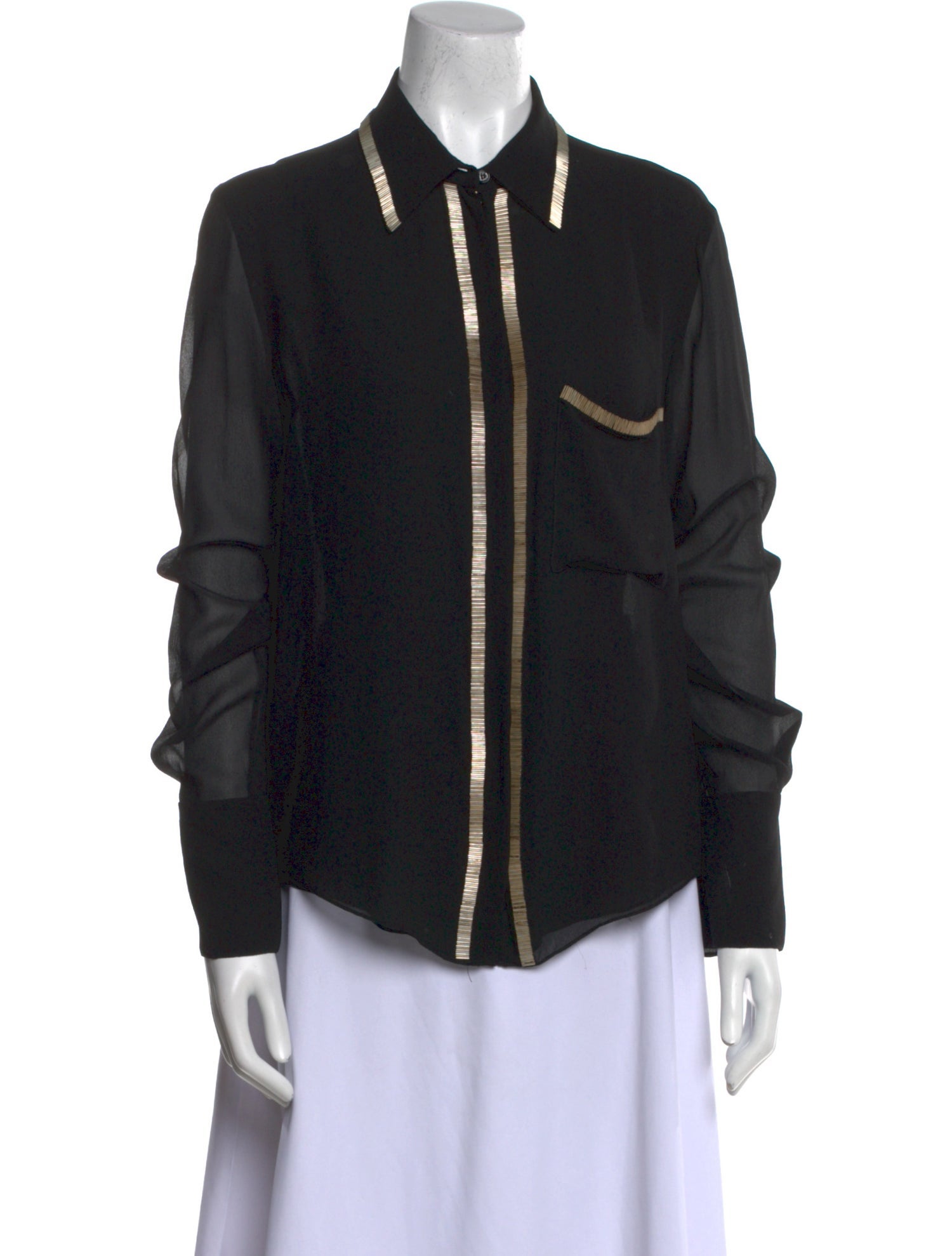 Chloé Silk Long Sleeve Button-Up Top
