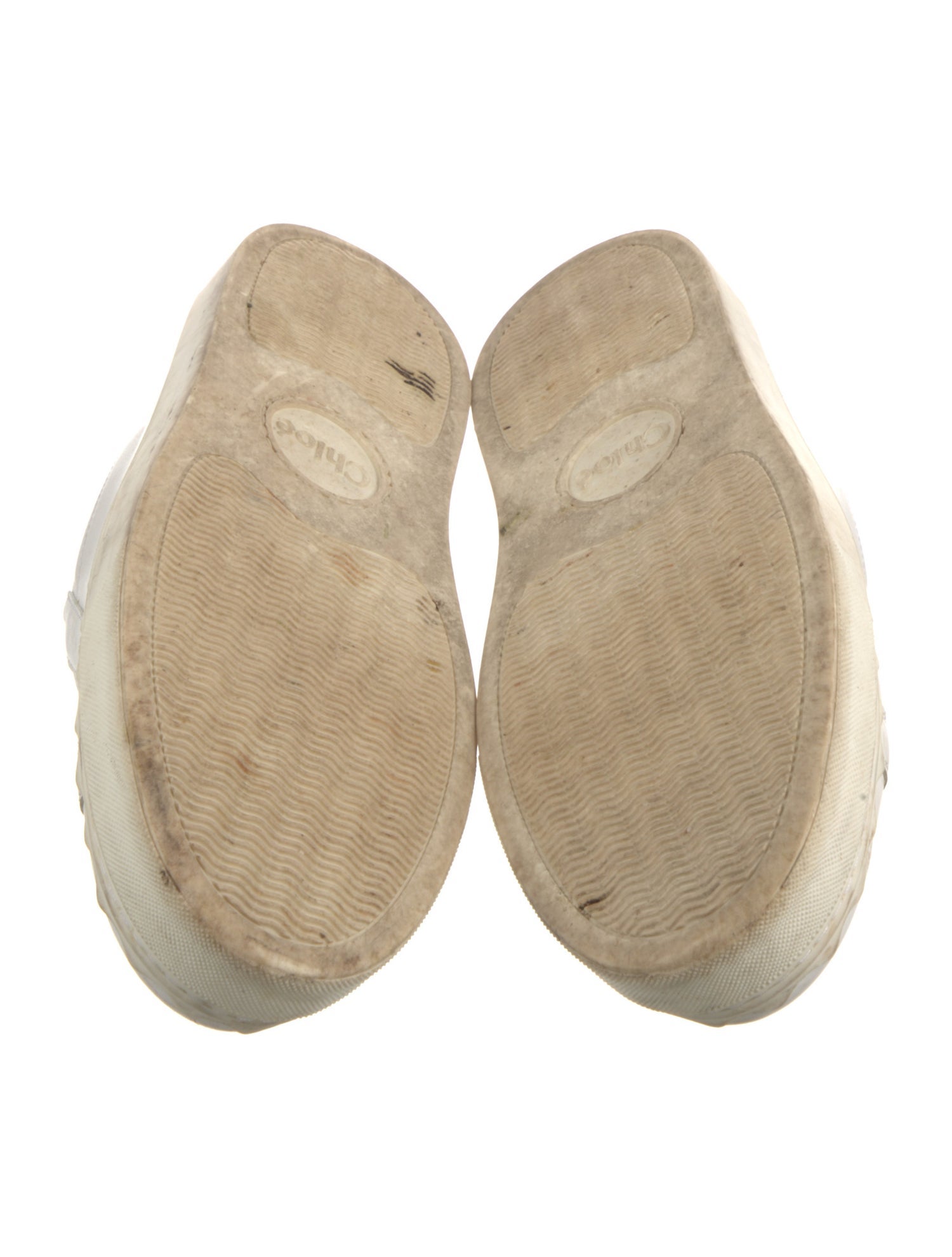 Chloé Leather Scalloped Accent Sneakers