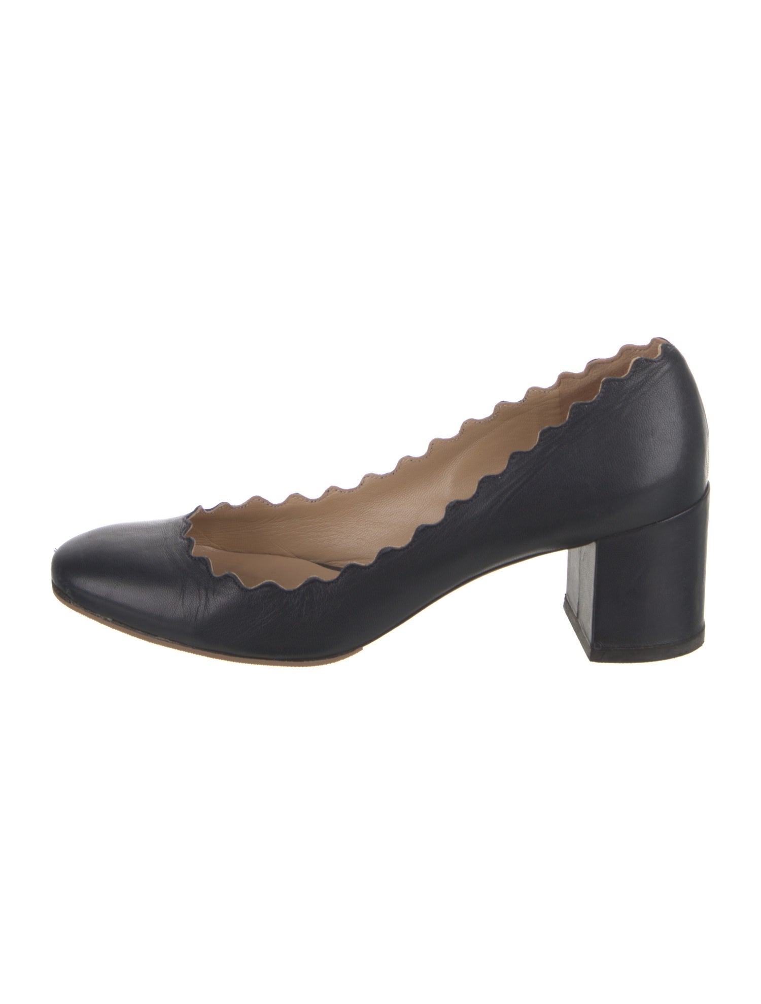 Chloé Leather Scalloped Accent Pumps
