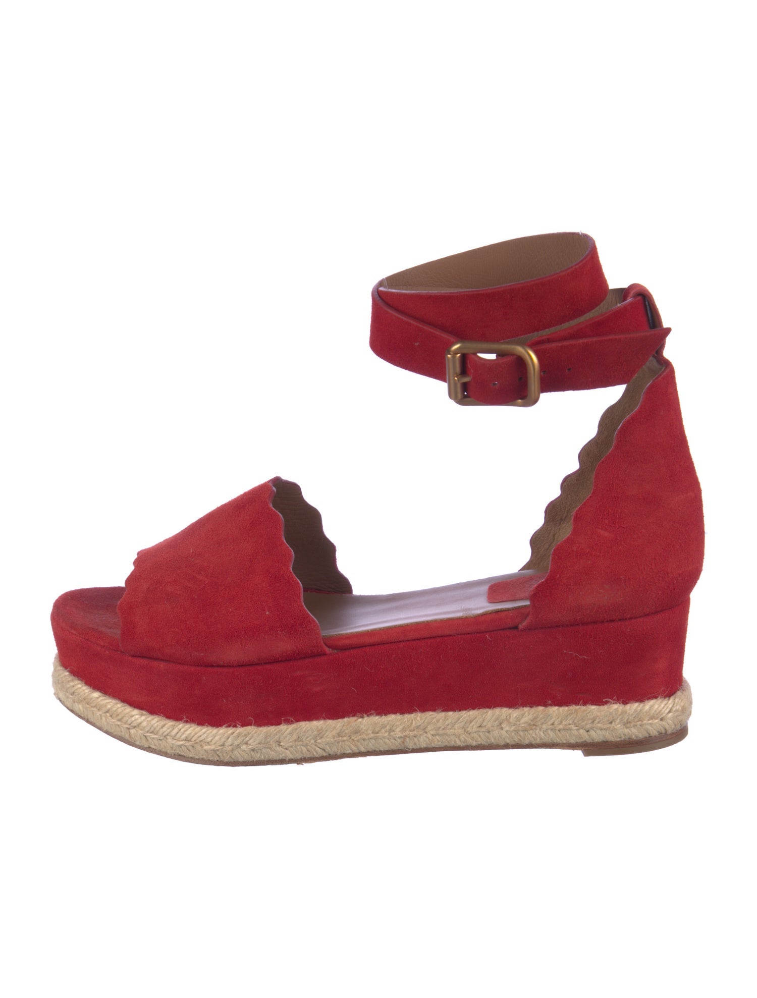 Chloé Suede Scalloped Accent Espadrilles