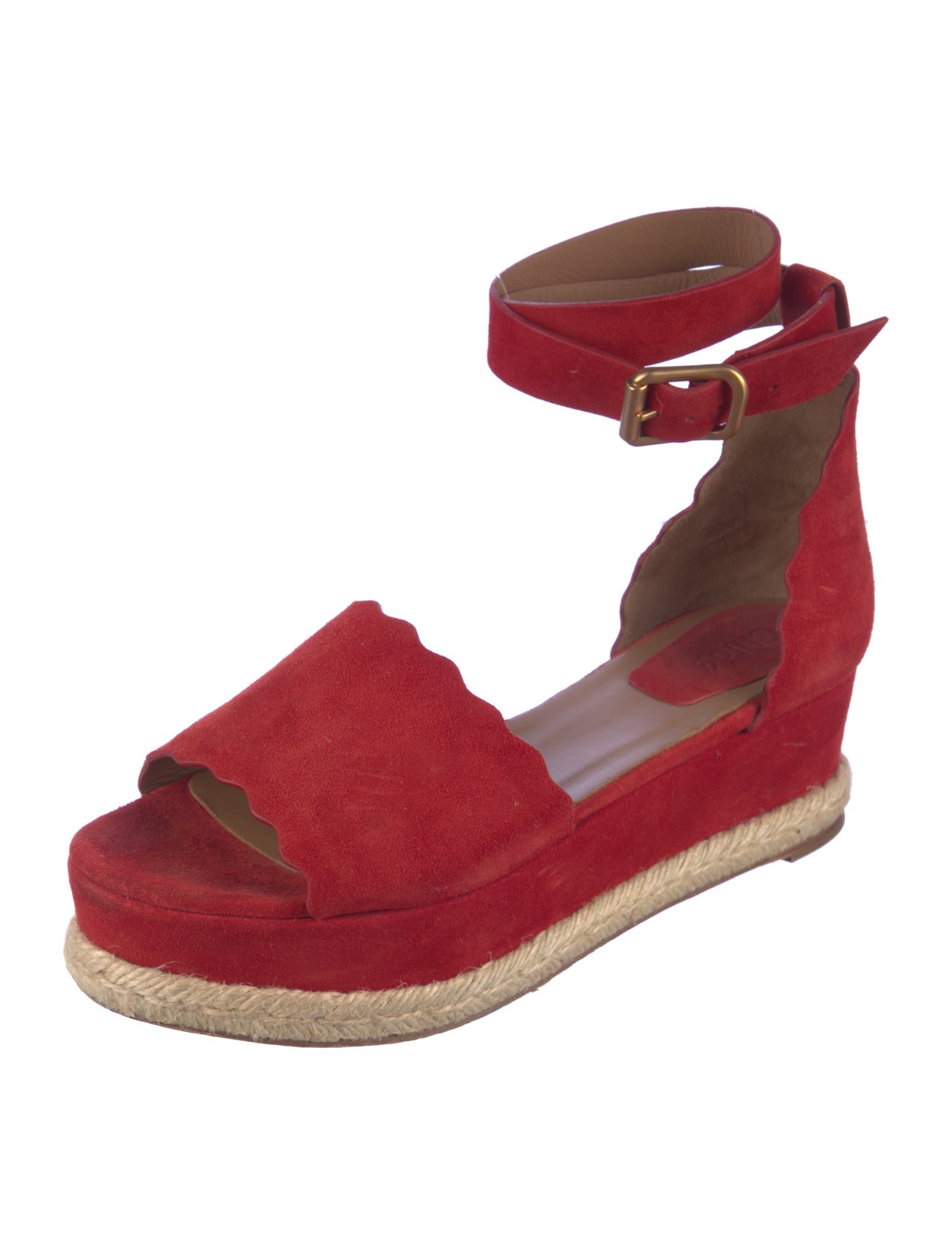 Chloé Suede Scalloped Accent Espadrilles