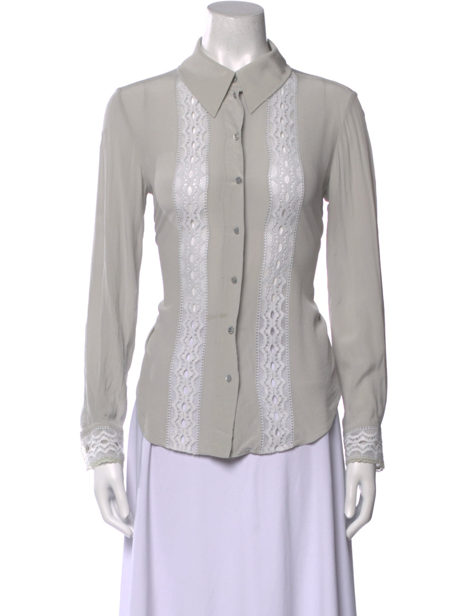 Chloé Silk Long Sleeve Button-Up Top