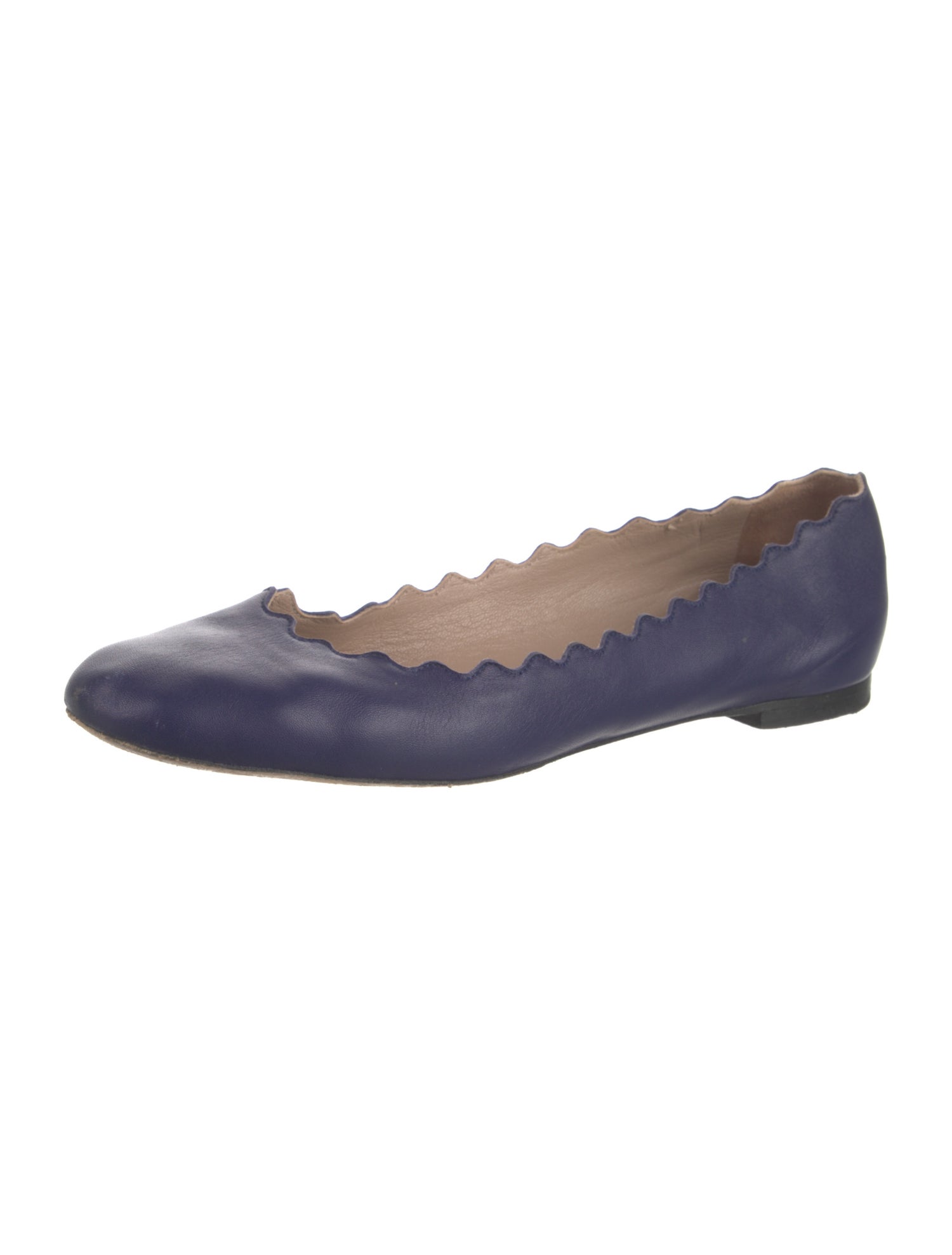 Chloé Leather Scalloped Accent Ballet Flats