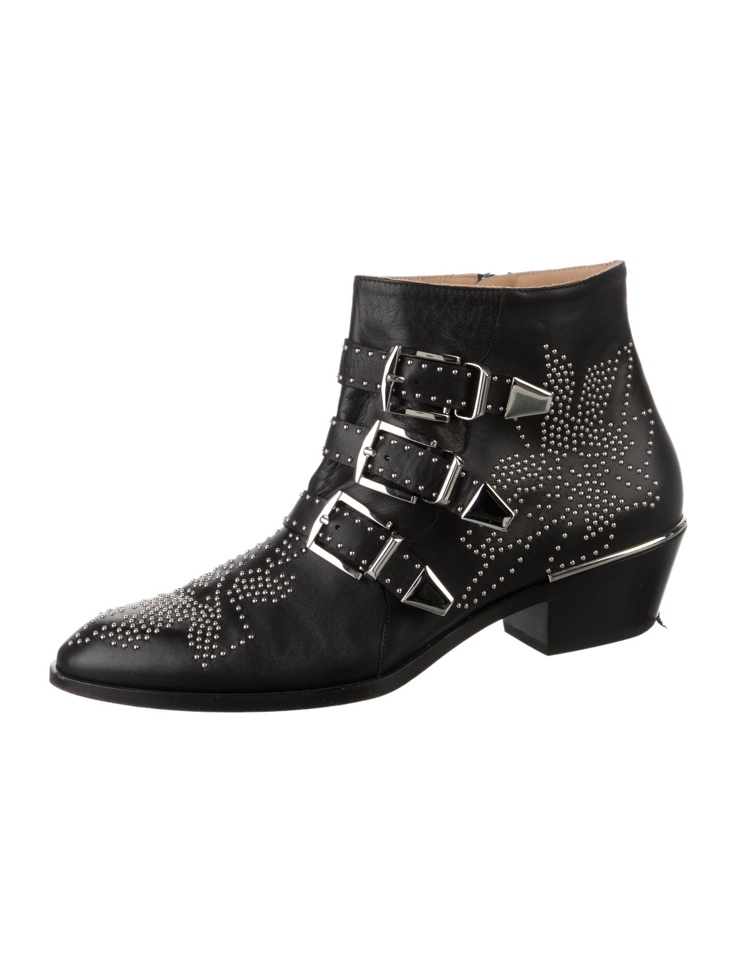 Chloé Leather Studded Accents Western Boots