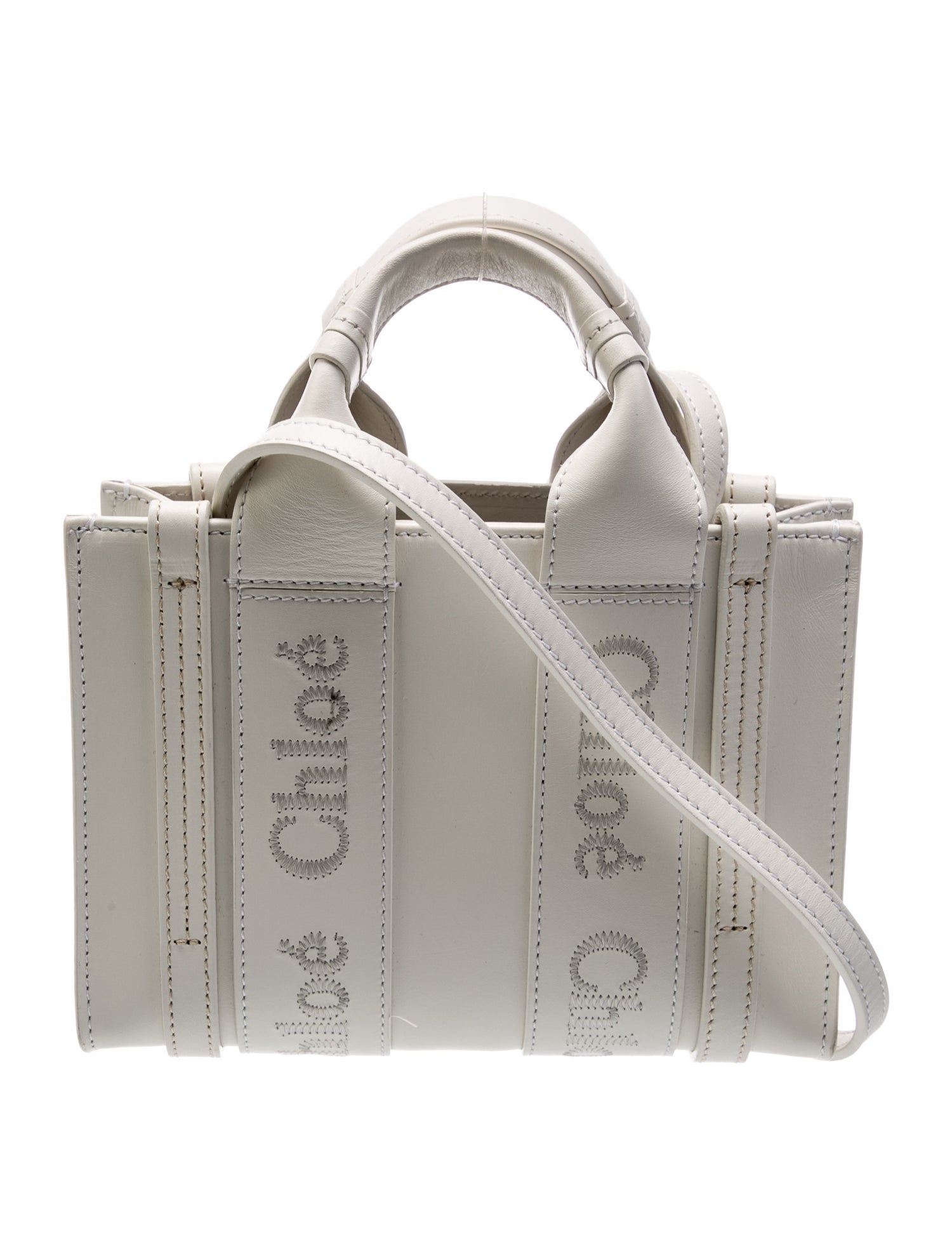 Chloé Leather Woody Logo Leather Tote Small