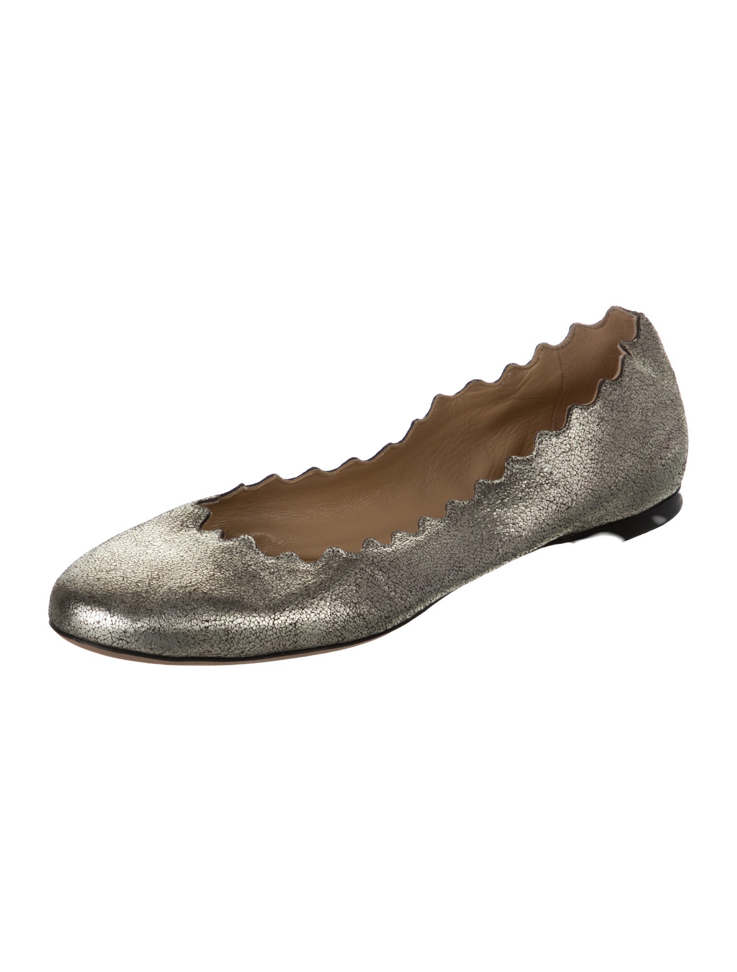 Chloé Leather Scalloped Accent Ballet Flats