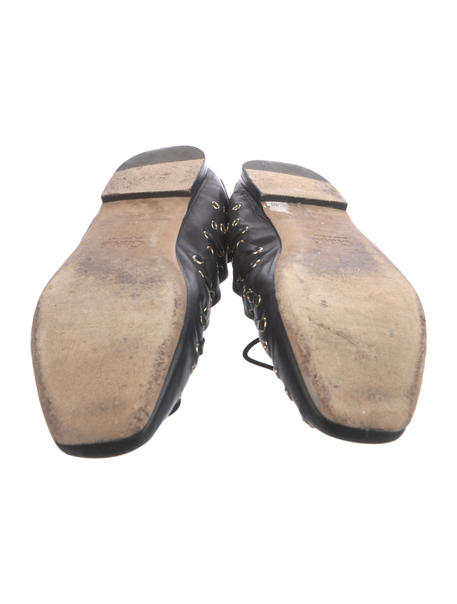 Chloé Leather Bow Accents Ballet Flats