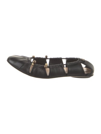 Chloé Leather Cutout Accent Ballet Flats