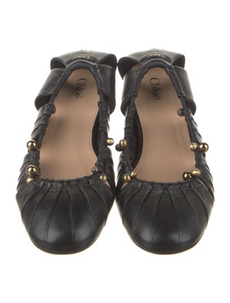 Chloé Leather Cutout Accent Ballet Flats