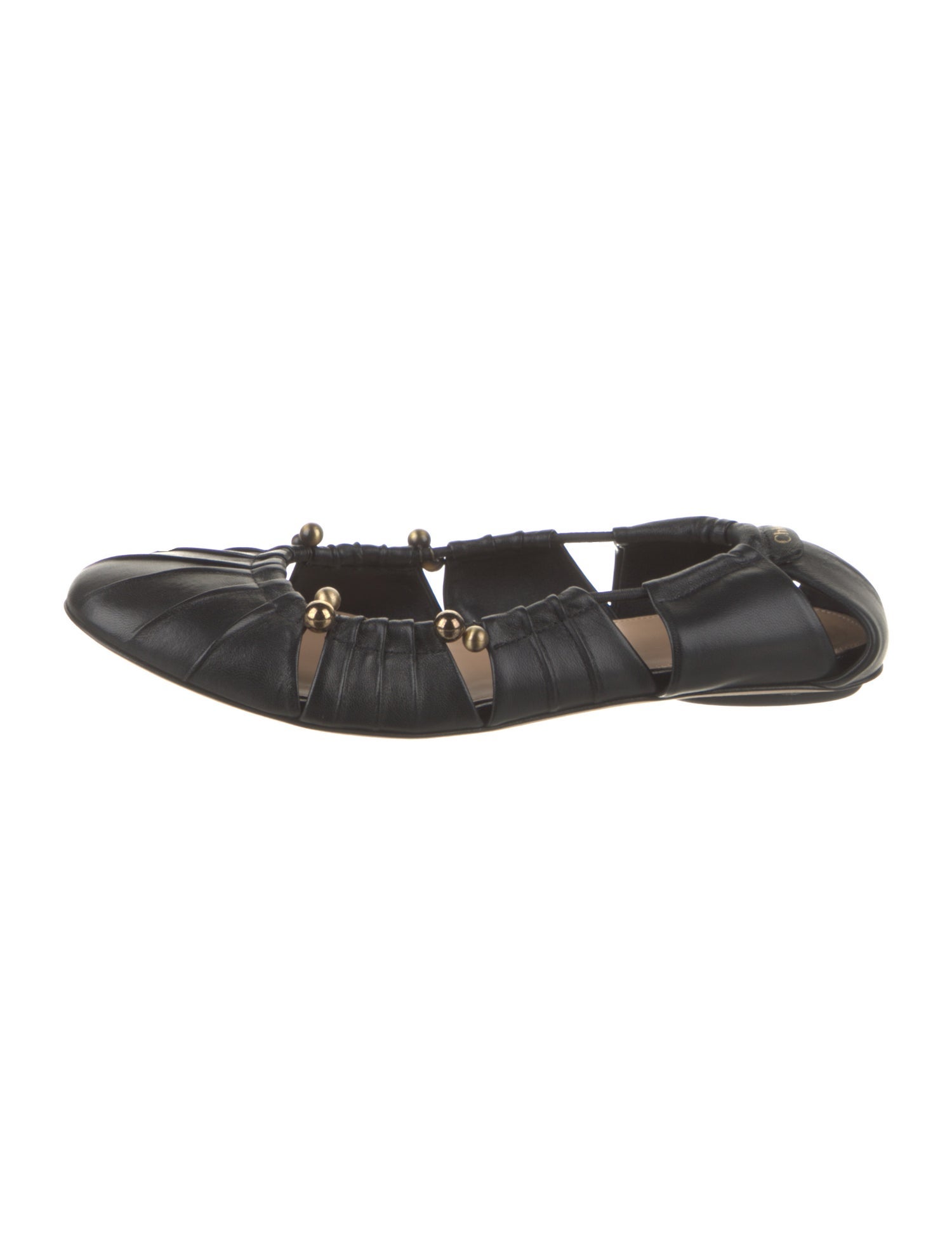 Chloé Leather Cutout Accent Ballet Flats