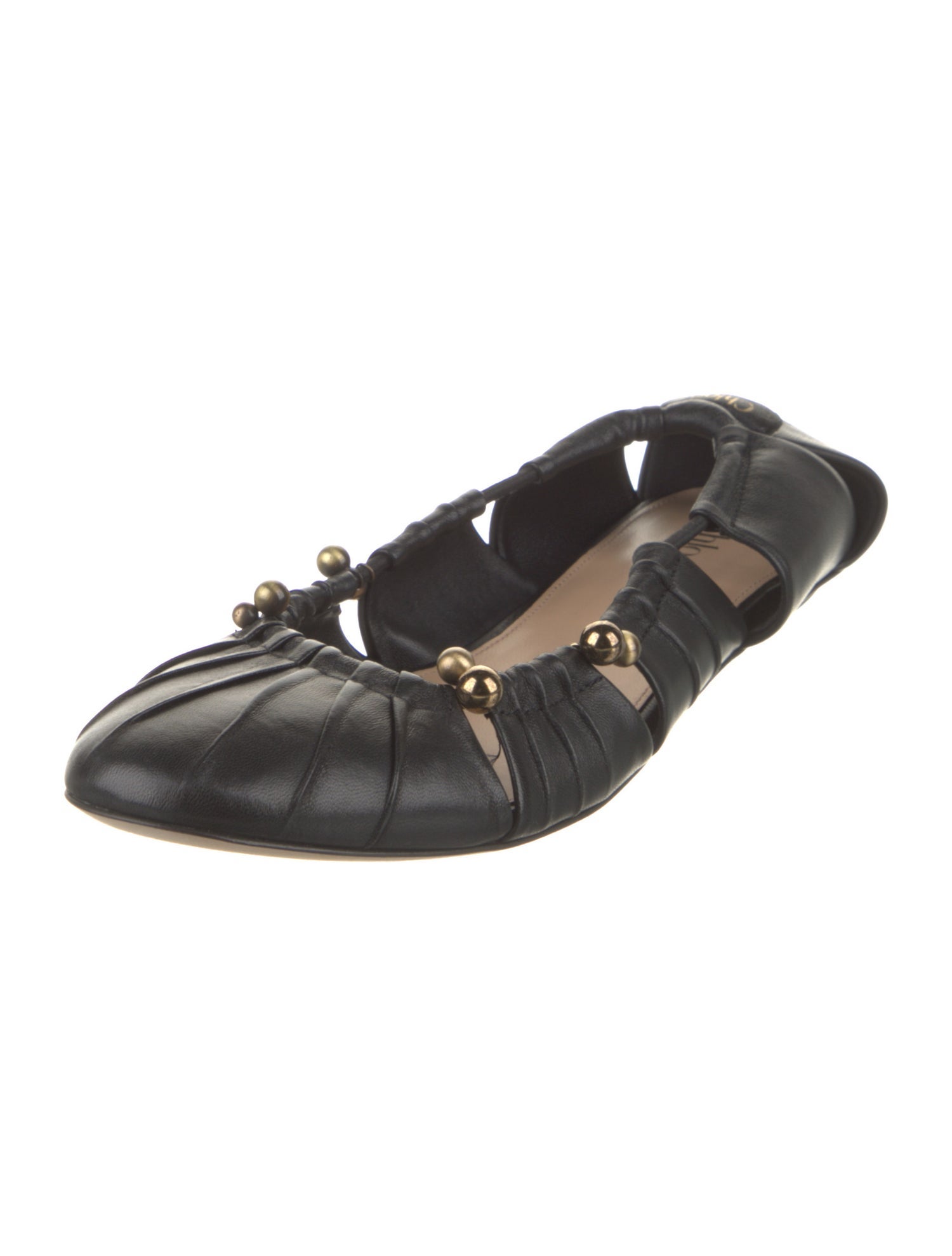 Chloé Leather Cutout Accent Ballet Flats