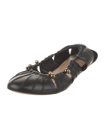 Chloé Leather Cutout Accent Ballet Flats