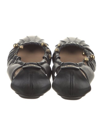 Chloé Leather Cutout Accent Ballet Flats