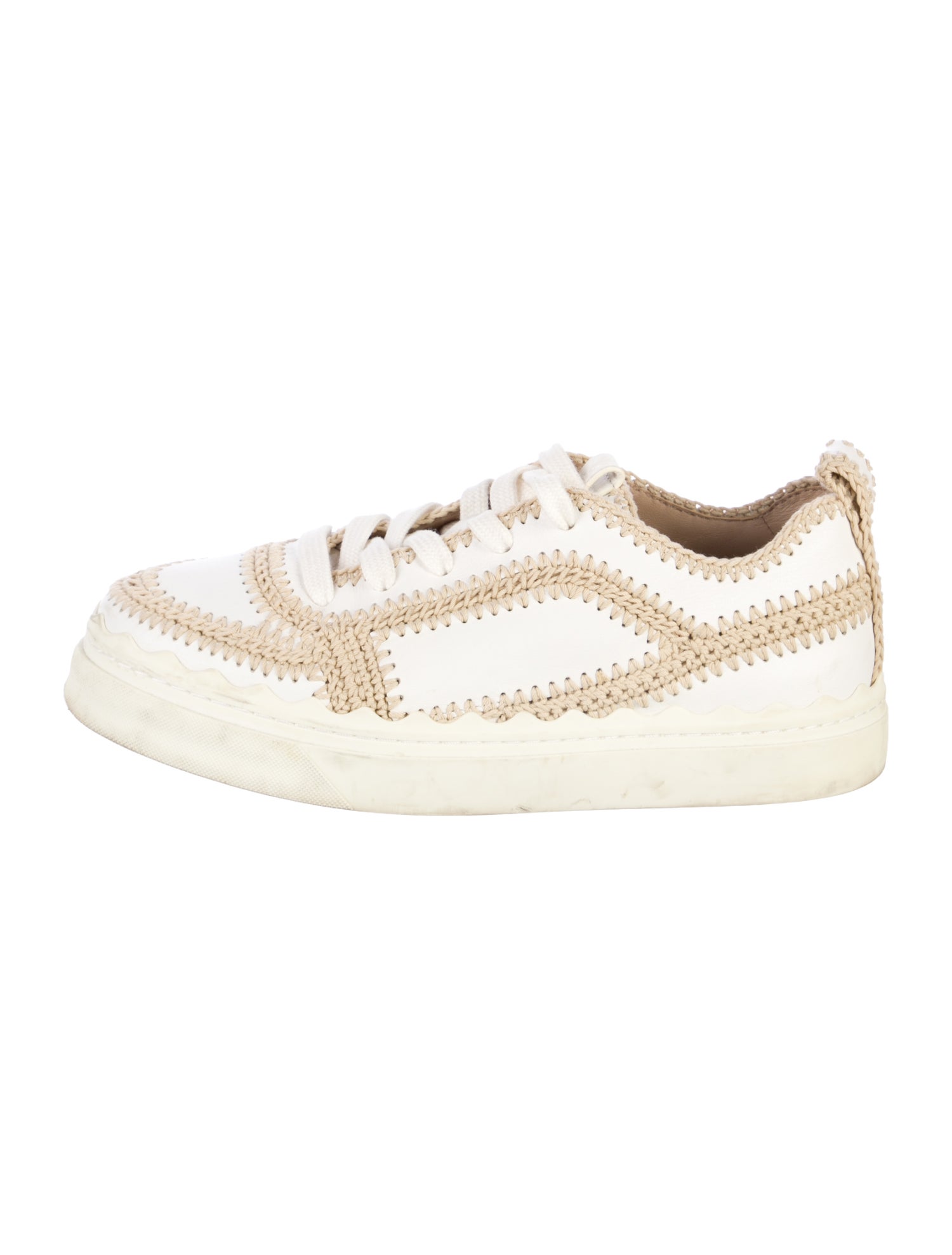 Chloé Leather Whipstitch Trim Sneakers
