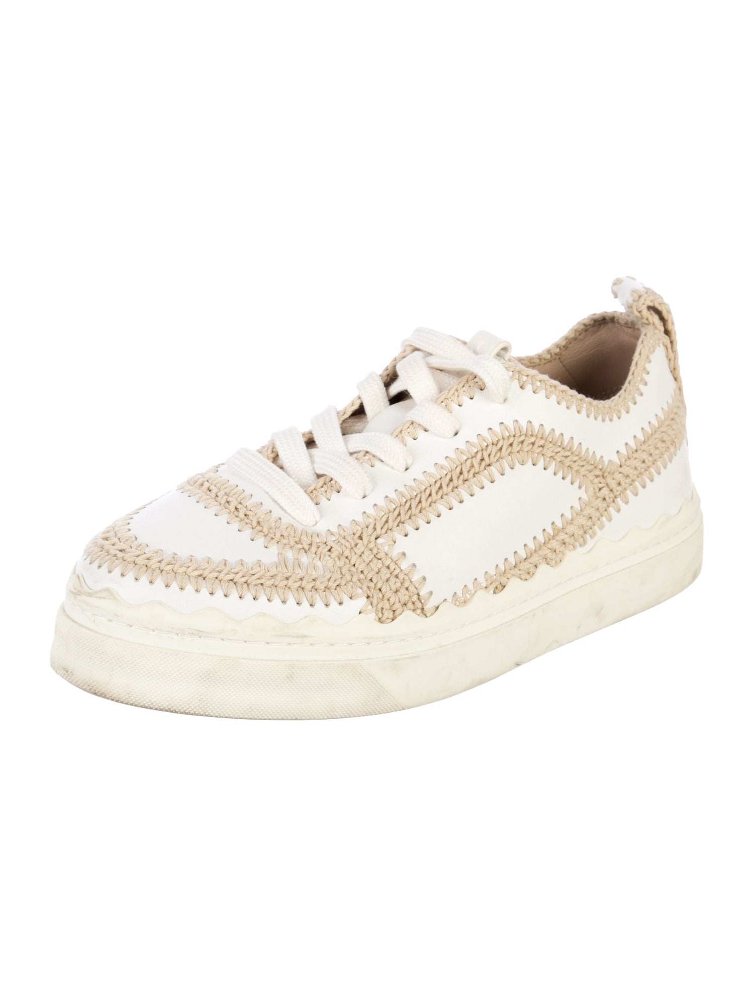 Chloé Leather Whipstitch Trim Sneakers