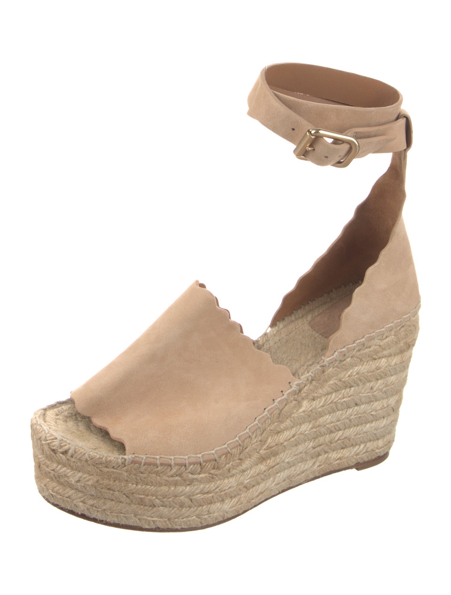 Chloé Suede Scalloped Accent Espadrilles