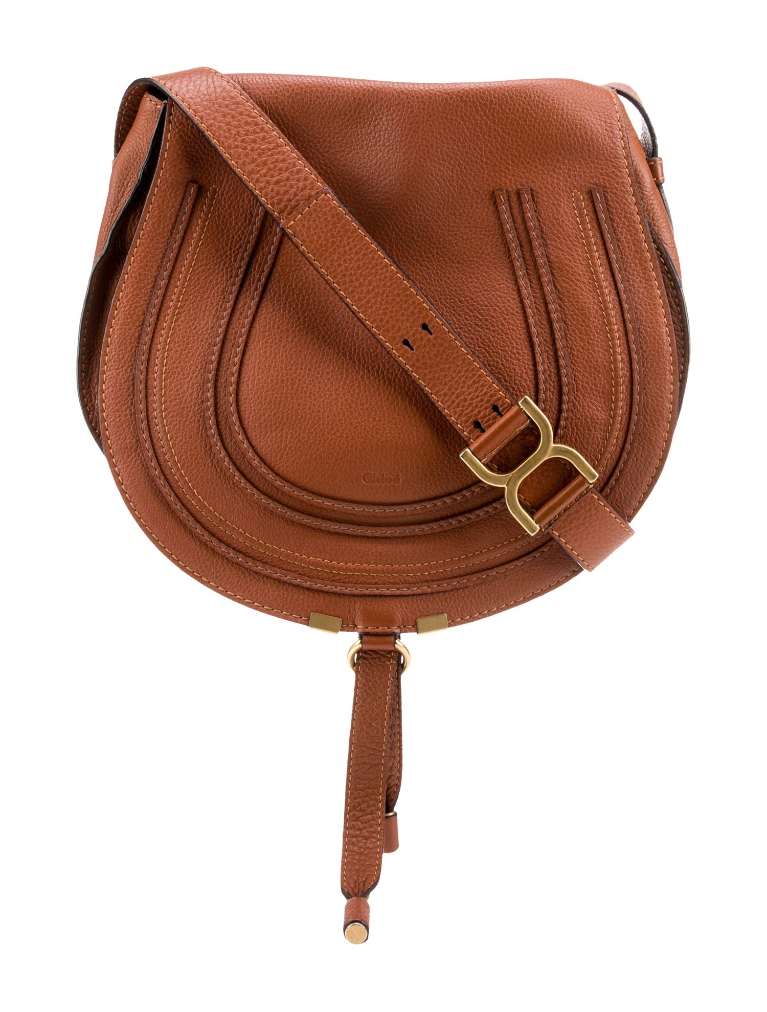 Chloé Leather Marcie saddle bag in grained leather Medium