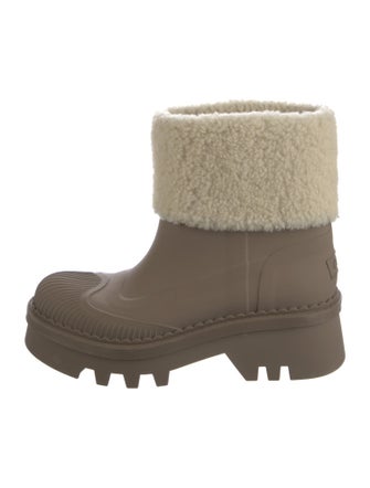 Chloé Rubber Fur Trim Rain Boots