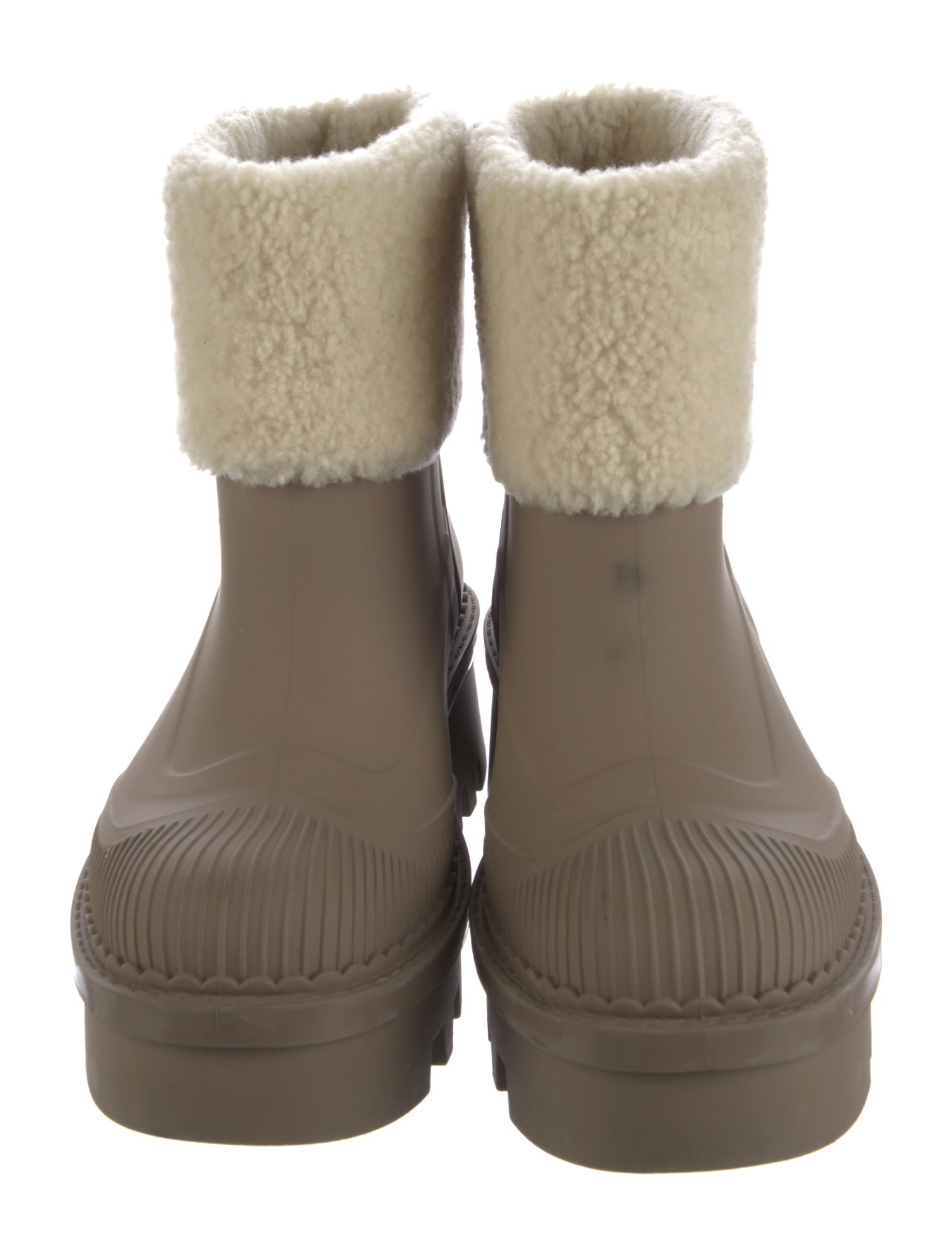 Chloé Rubber Fur Trim Rain Boots