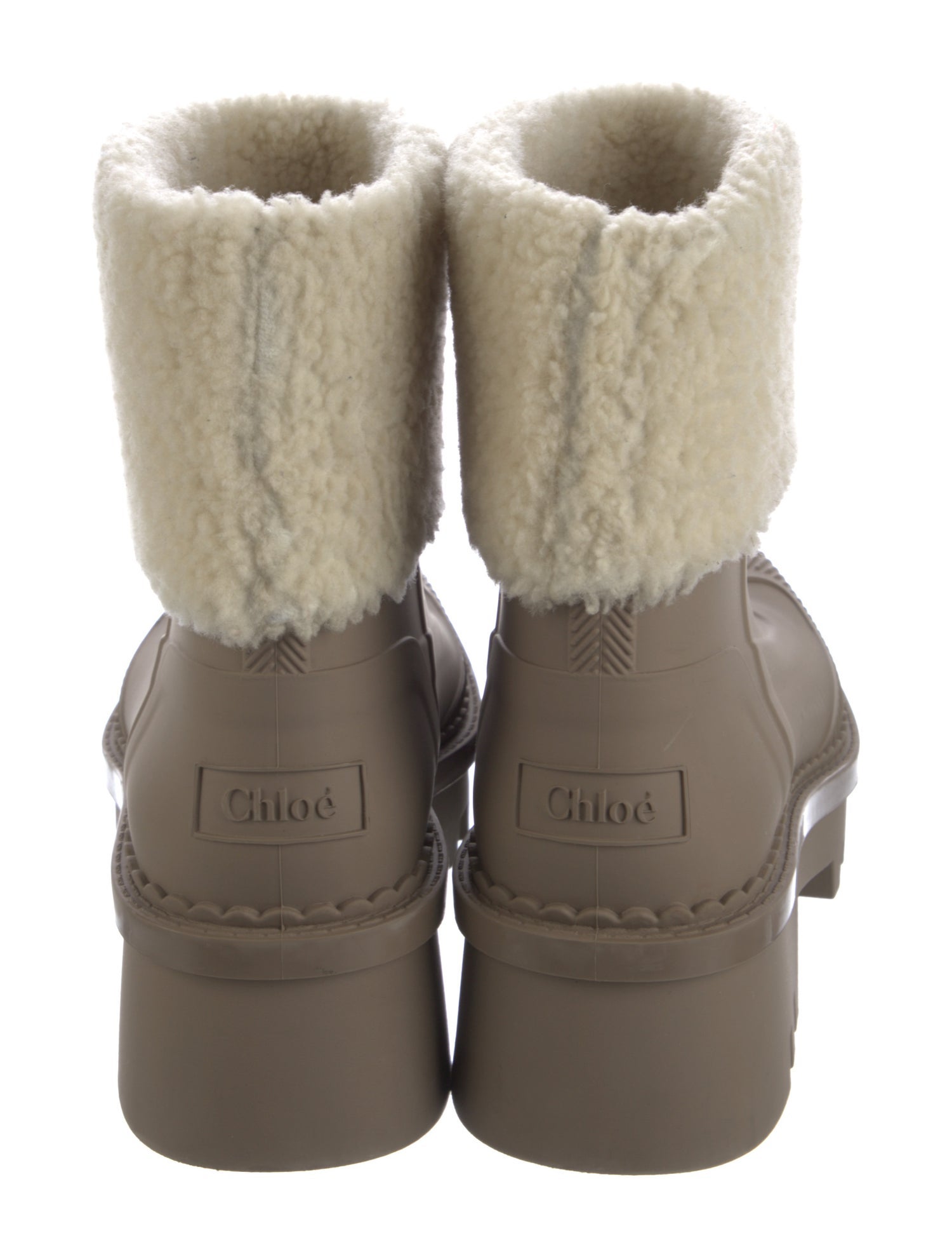 Chloé Rubber Fur Trim Rain Boots