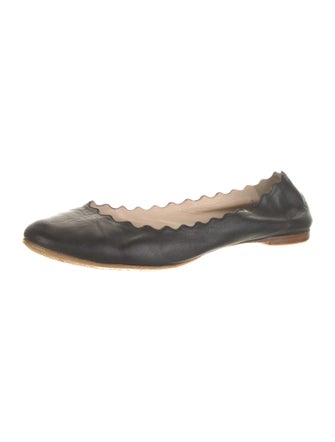 Chloé Leather Scalloped Accent Ballet Flats