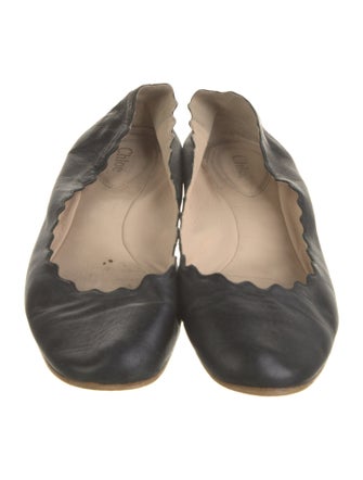 Chloé Leather Scalloped Accent Ballet Flats