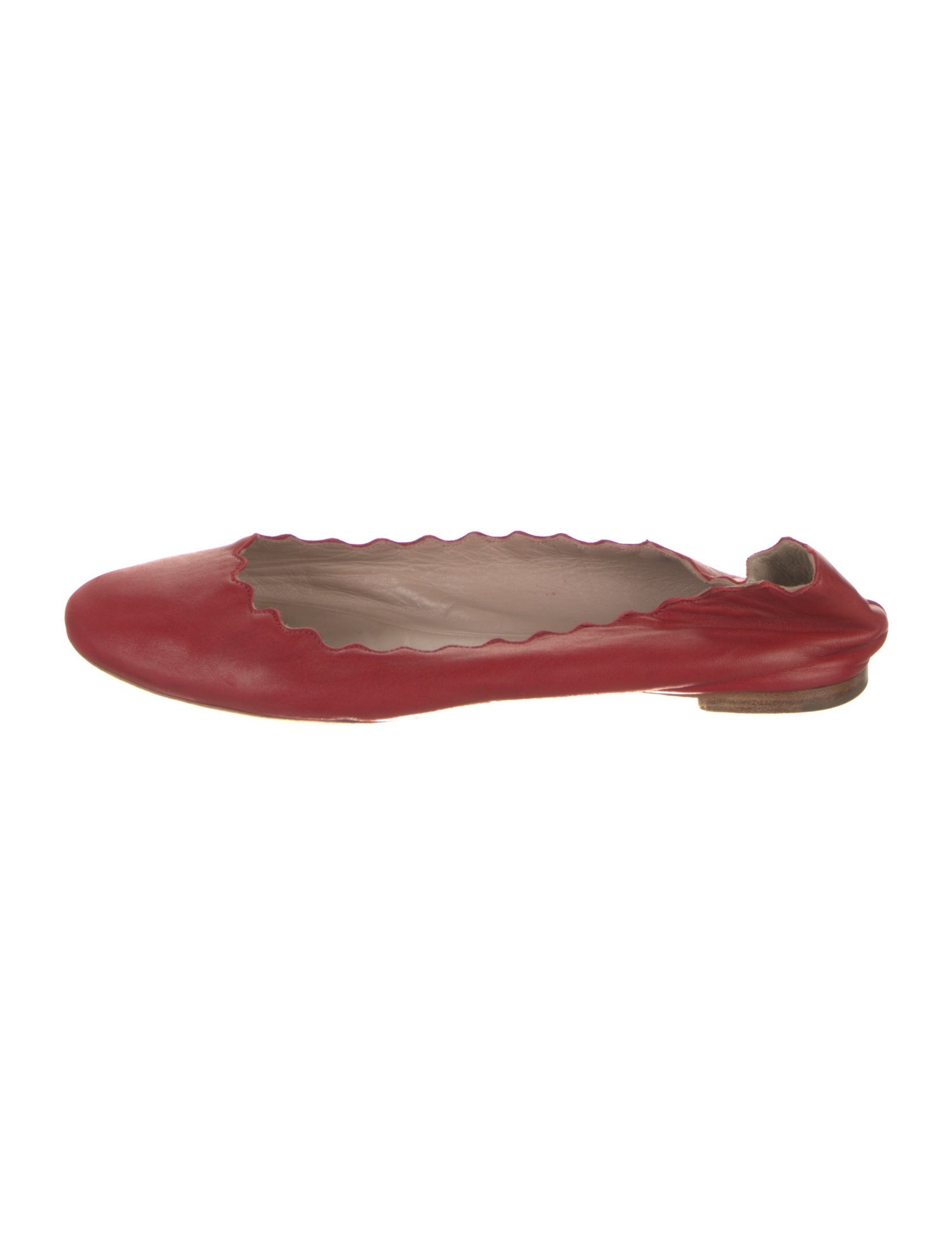 Chloé Leather Scalloped Accent Ballet Flats