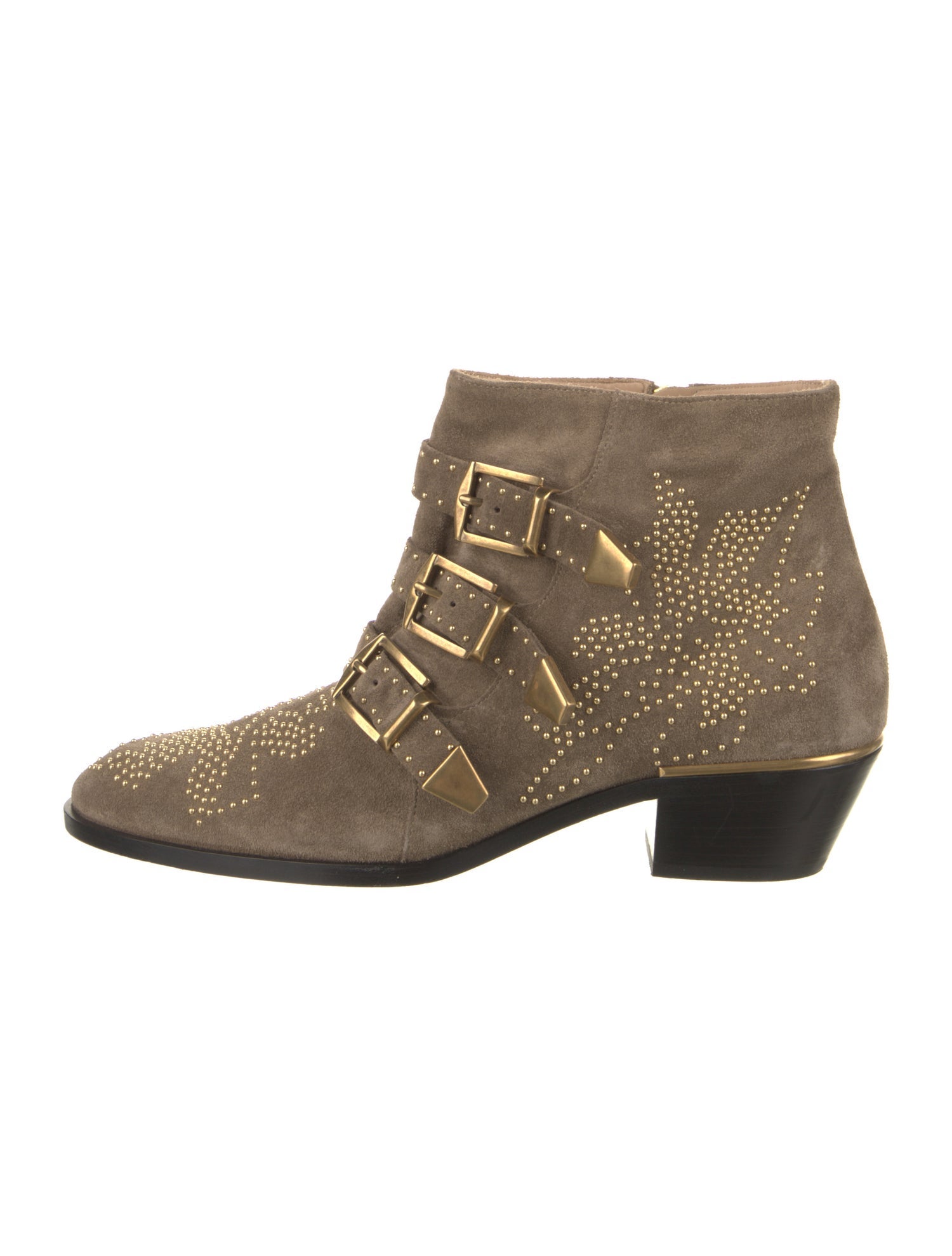 Chloé Suede Studded Accents Lace-Up Boots
