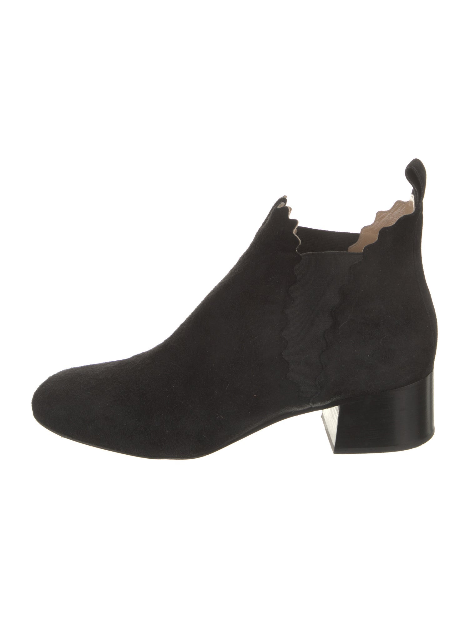 Chloé Suede Scalloped Accent Chelsea Boots