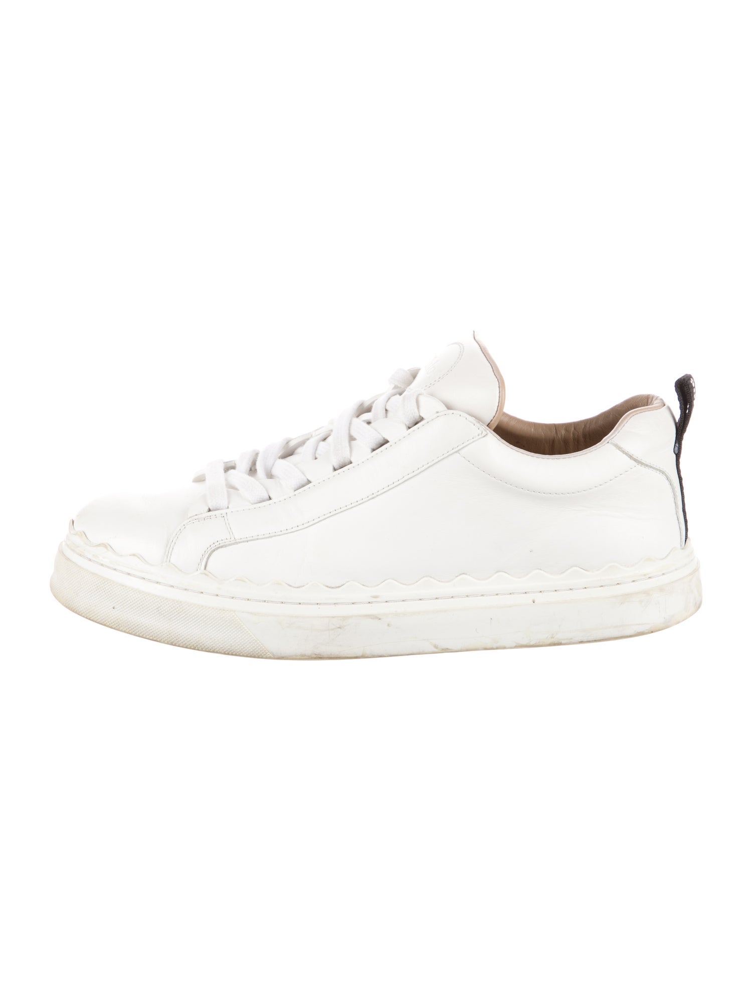 Chloé Leather Scalloped Accent Sneakers